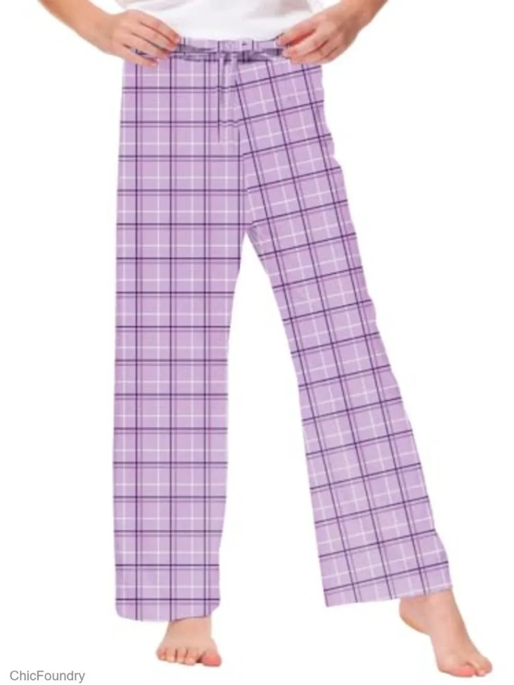 Girls Plaid Wide Leg Pants Drawstring Elastic Waist Lounge Pajama Bottoms